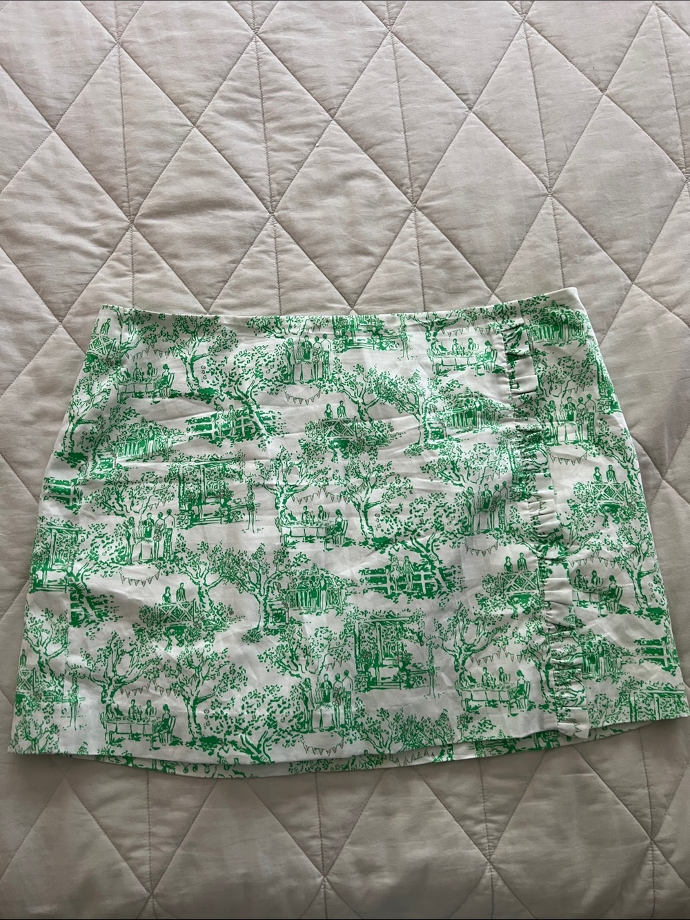 Lilly Pulitzer Hayes skirt Spring Fever Toile print 100% cotton size 14 EUC